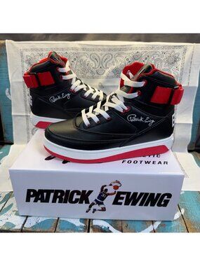 NIB Patrick Ewing Orion Strap Hi Womens  7 /Youth 5.5 Basketball Shoe Black/Red